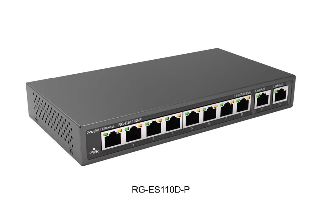 Ruijie Reyee RG-ES110D-P 10-Port FE PoE Unmanaged Switch (8FE+2GE)